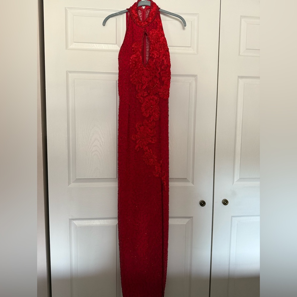 Elegant Vintage Custom Red Lace Gown